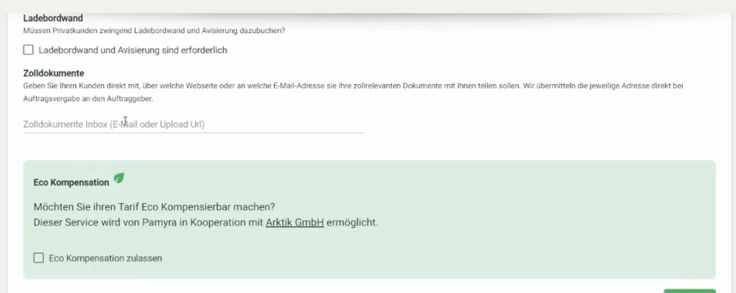Zoll-Einstellungen für Grenzüberschreitende Transport