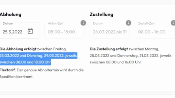 Bild von Flexible Abholzeiten für LTL / FTL Tarife