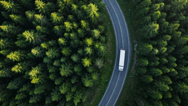 LKW im grünen Wald