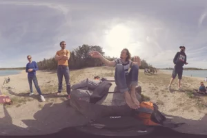 Daily Standup im Dev-Team Team Retreat am Strand